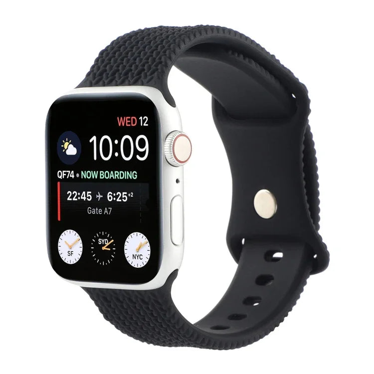 짜임무늬 8자 버클 실리콘 스트랩 시계 밴드, Apple Watch 시리즈 7 45mm / 6 & SE & 5 & 4 44mm / 3 & 2 & 1 42mm용, 7 41mm / 6 & SE & 5 & 4 40mm / 3 & 2 & 1 38mm용