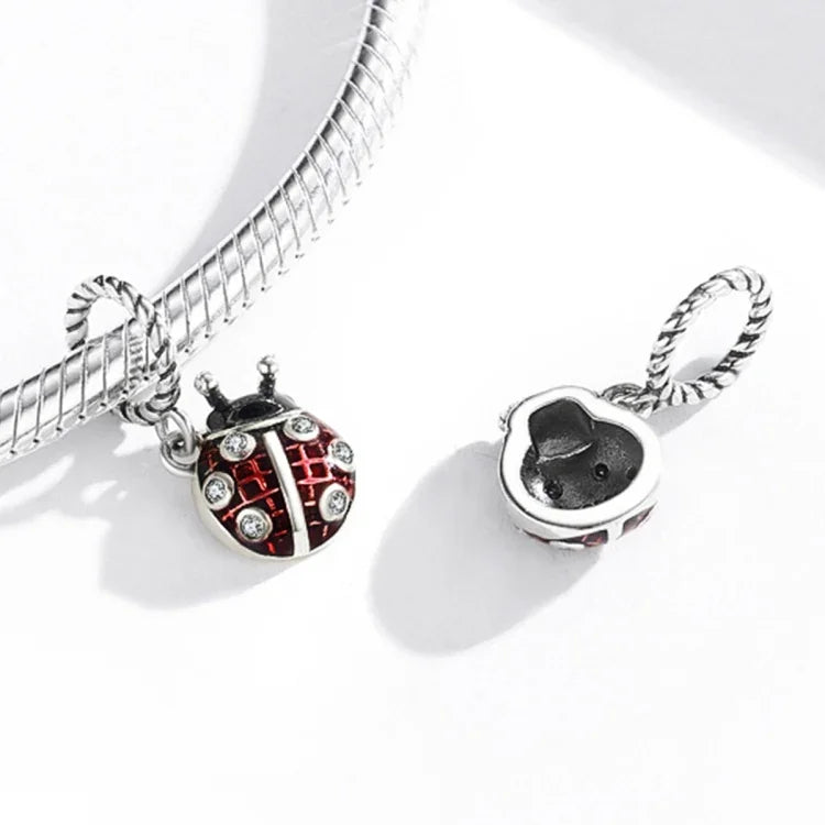 S925 Sterling Silver Ladybug Pendant DIY Bracelet Necklace Accessories, Ladybug Pendant