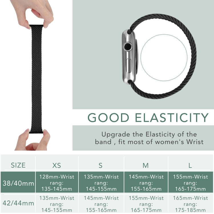 메탈 헤드 꼬임 나일론 단색 교체용 시계줄, 애플 워치 시리즈 6 & SE & 5 & 4 40mm / 3 & 2 & 1 38mm용, XS 128mm, S 135mm, M 145mm