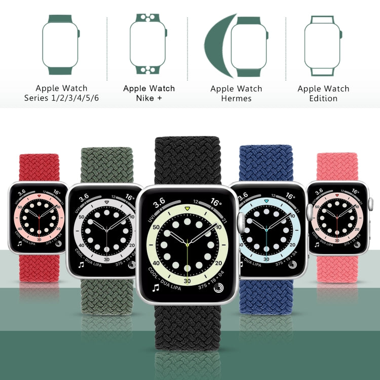 금속 헤드 꼬임 나일론 단색 교체 스트랩 시계줄, Apple Watch 시리즈 6 & SE & 5 & 4 44mm / 3 & 2 & 1 42mm용, XS 135mm, S 145mm, M 155mm