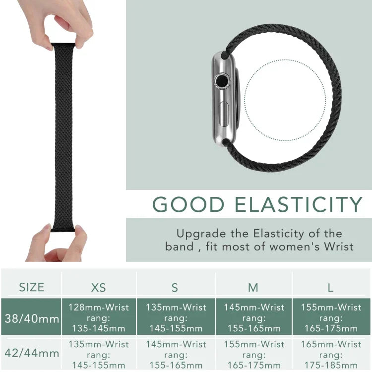메탈 헤드 꼬임 나일론 단색 교체용 스트랩 시계줄, 애플 워치 시리즈 6 & SE & 5 & 4 44mm / 3 & 2 & 1 42mm용, L 165mm