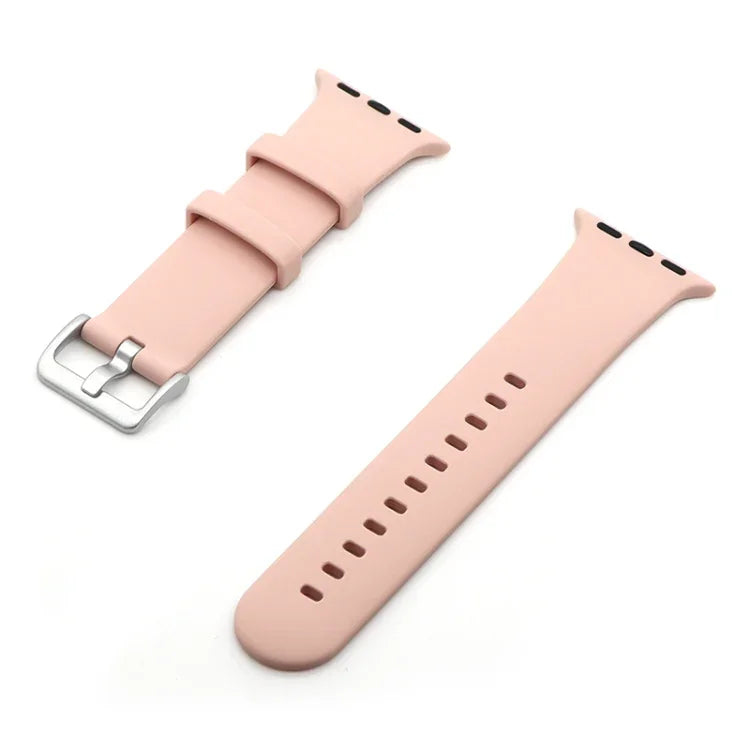 실버 버클 실리콘 교체용 스트랩 시계줄, 애플 워치 시리즈 7 41mm / & 6 & SE & 5 & 4 40mm용, 애플 워치 시리즈 7 45mm / & 6 & SE & 5 & 4 44mm용