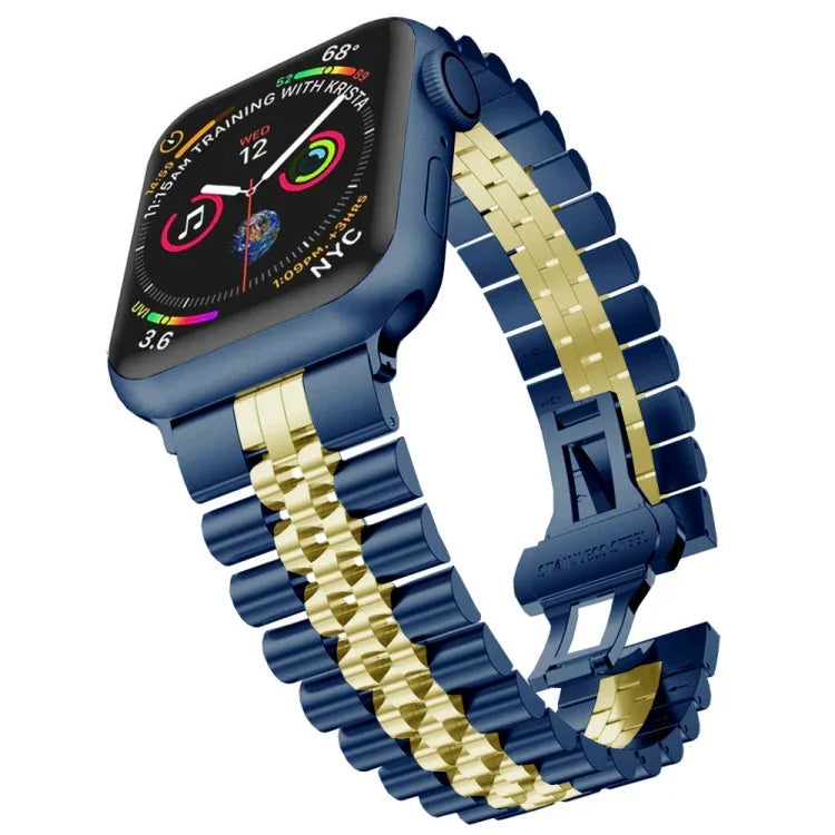 Five Beads Stainless Steel Replacement Watchbands For Apple Watch Series, 7 45mm / 6 & SE & 5 & 4 44mm / 3 & 2 & 1 42mm, 7 41mm / 6 & SE & 5 & 4 40mm / 3 & 2 & 1 38mm