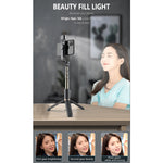 Q03S 보조광 블루투스 셀카봉 삼각대 휴대폰 거치대, Q03S(블랙), Q03S(화이트)