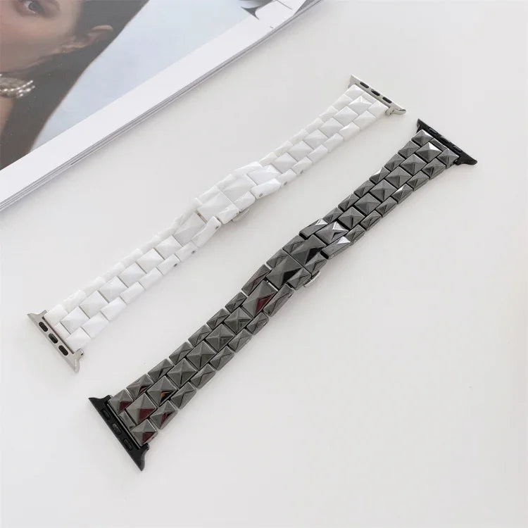 다이아몬드 격자 세라믹 교체 스트랩 밴드, 애플 워치 시리즈 7 41mm / & 6 & SE & 5 & 4 40mm용, 애플 워치 시리즈 7 45mm / & 6 & SE & 5 & 4 44mm용