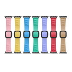 애플 워치 시리즈 6 & SE & 5 & 4 44mm / 3 & 2 & 1 42mm용 모던 스타일 실리콘 교체 스트랩 밴드, 블랙 버클, 로즈 골드 버클, 실버 버클