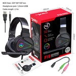 HXSJ F16 3.5mm + USB 포트 RGB 라이트 스테레오 게이밍 헤드셋 마이크 포함