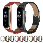 For Xiaomi Mi Band 6 / 5 Mijobs Metal Case Crazy Horse Texture PU Microfiber Plus Watch Band
