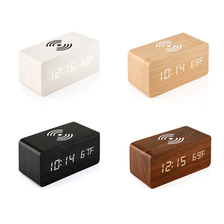 KD8801 5W 나무 소재 창의적 무선 충전기 LED 거울 디지털 표시 서브 알람 시계, 일반 스타일