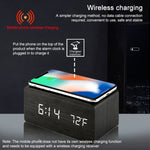 KD8801 5W 나무 소재 창의적 무선 충전기 LED 거울 디지털 표시 서브 알람 시계, 일반 스타일