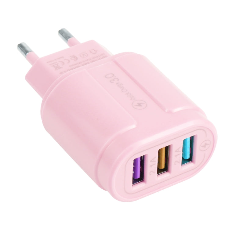 13-222 QC3.0 USB + 2.1A 듀얼 USB 포트 마카롱 여행용 충전기, EU 플러그, US 플러그