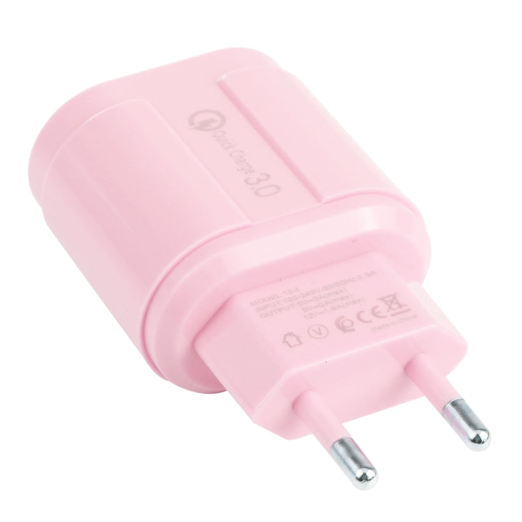 13-222 QC3.0 USB + 2.1A 듀얼 USB 포트 마카롱 여행용 충전기, EU 플러그, US 플러그