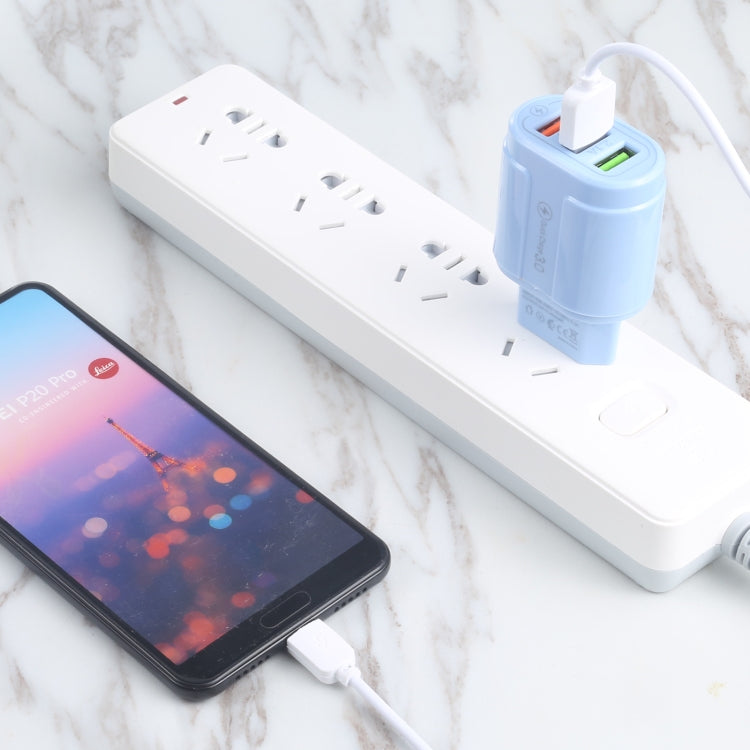 13-222 QC3.0 USB + 2.1A 듀얼 USB 포트 마카롱 여행용 충전기, EU 플러그, US 플러그