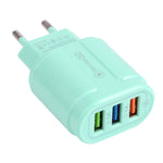 13-222 QC3.0 USB + 2.1A 듀얼 USB 포트 마카롱 여행용 충전기, EU 플러그, US 플러그