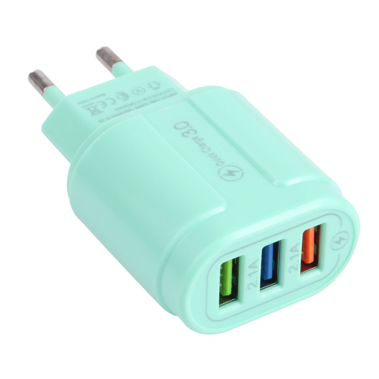 13-222 QC3.0 USB + 2.1A 듀얼 USB 포트 마카롱 여행용 충전기, EU 플러그, US 플러그