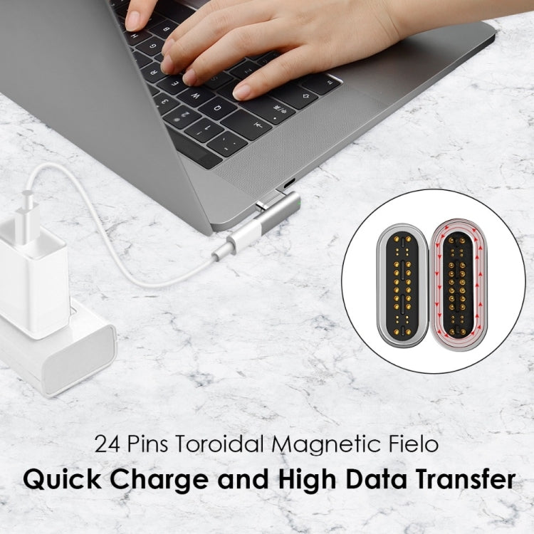 100W USB-C / 타입-C 암-20핀 마그네틱 USB-C / 타입-C 수형 엘보우 어댑터