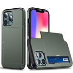 Shockproof Armor Protective Case with Slide Card Slot, For iPhone 13 mini, For iPhone 13, For iPhone 13 Pro, For iPhone 13 Pro Max
