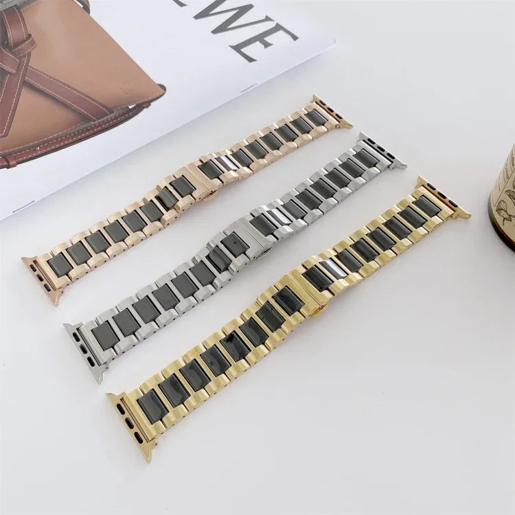 22mm 폭 세 알갱이 세라믹 스틸 교체용 스트랩 시계줄, Apple Watch 시리즈 7 41mm / 6 & SE & 5 & 4 40mm / 3 & 2 & 1 38mm용, 7 45mm / 6 & SE & 5 & 4 44mm / 3 & 2 & 1 42mm용