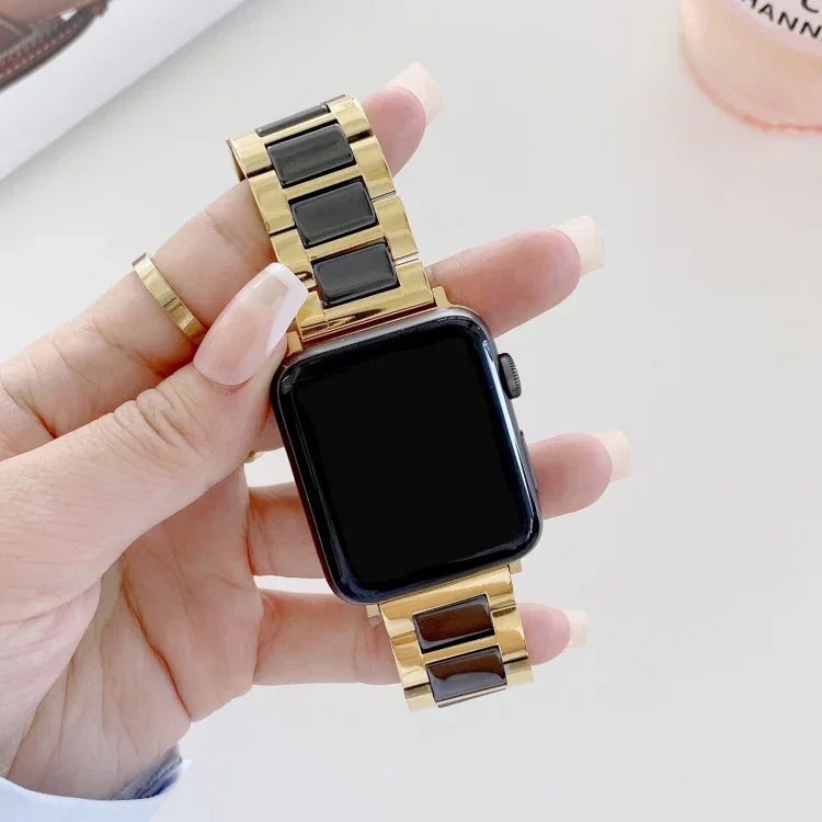 22mm 폭 세 알갱이 세라믹 스틸 교체용 스트랩 시계줄, Apple Watch 시리즈 7 41mm / 6 & SE & 5 & 4 40mm / 3 & 2 & 1 38mm용, 7 45mm / 6 & SE & 5 & 4 44mm / 3 & 2 & 1 42mm용