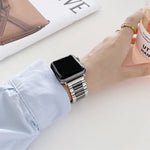22mm 폭 세 알갱이 세라믹 스틸 교체용 스트랩 시계줄, Apple Watch 시리즈 7 41mm / 6 & SE & 5 & 4 40mm / 3 & 2 & 1 38mm용, 7 45mm / 6 & SE & 5 & 4 44mm / 3 & 2 & 1 42mm용