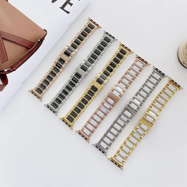 22mm 폭 세 알갱이 세라믹 스틸 교체용 스트랩 시계줄, Apple Watch 시리즈 7 41mm / 6 & SE & 5 & 4 40mm / 3 & 2 & 1 38mm용, 7 45mm / 6 & SE & 5 & 4 44mm / 3 & 2 & 1 42mm용