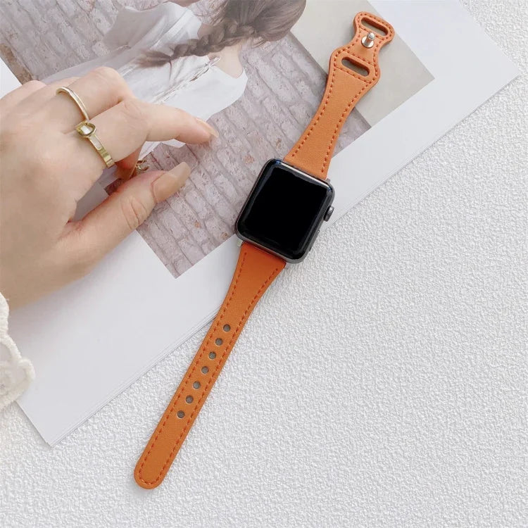 작은 손목용 8자형 역방향 버클 가죽 교체 스트랩 시계줄, Apple Watch 시리즈용, 7 41mm / 6 & SE & 5 & 4 40mm / 3 & 2 & 1 38mm, 7 45mm / 6 & SE & 5 & 4 44mm / 3 & 2 & 1 42mm