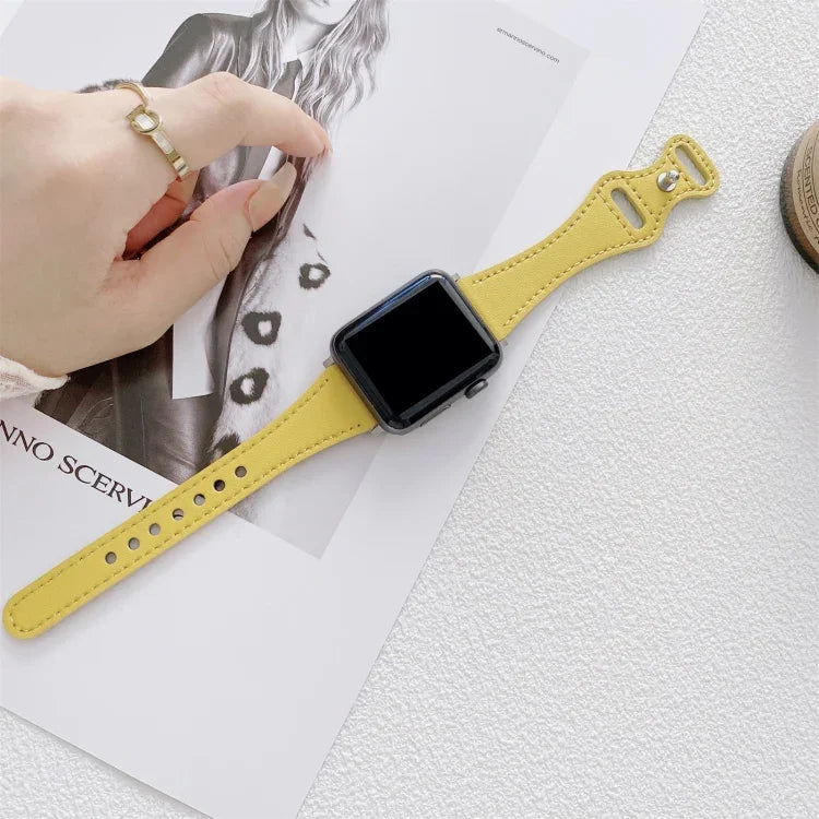 작은 손목용 8자형 역방향 버클 가죽 교체 스트랩 시계줄, Apple Watch 시리즈용, 7 41mm / 6 & SE & 5 & 4 40mm / 3 & 2 & 1 38mm, 7 45mm / 6 & SE & 5 & 4 44mm / 3 & 2 & 1 42mm
