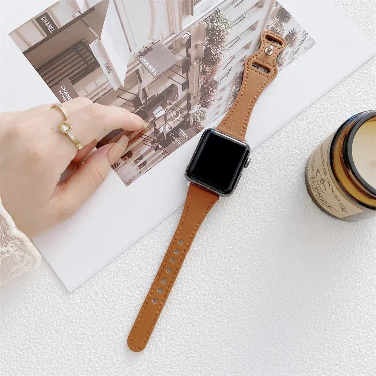 작은 손목용 8자형 역방향 버클 가죽 교체 스트랩 시계줄, Apple Watch 시리즈용, 7 41mm / 6 & SE & 5 & 4 40mm / 3 & 2 & 1 38mm, 7 45mm / 6 & SE & 5 & 4 44mm / 3 & 2 & 1 42mm