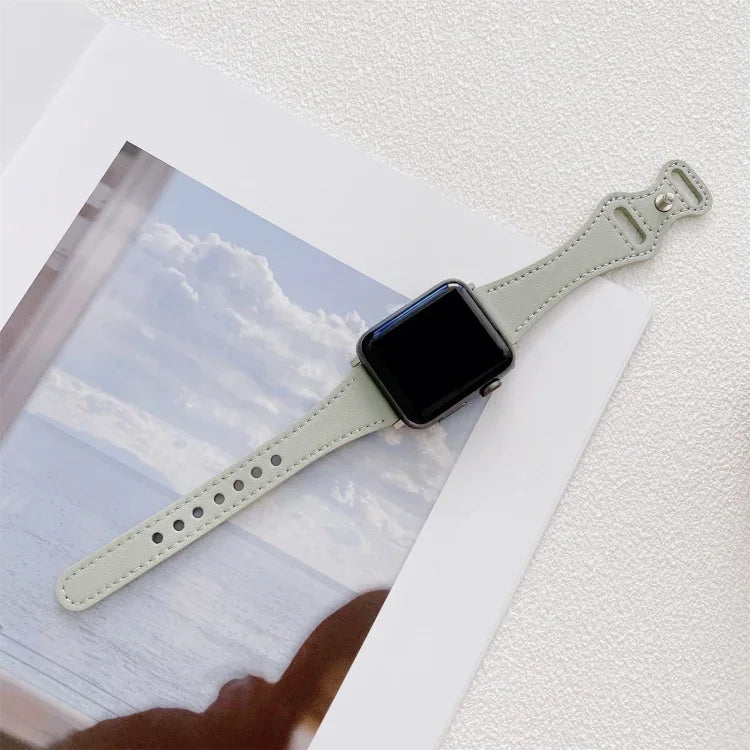 작은 손목용 8자형 역방향 버클 가죽 교체 스트랩 시계줄, Apple Watch 시리즈용, 7 41mm / 6 & SE & 5 & 4 40mm / 3 & 2 & 1 38mm, 7 45mm / 6 & SE & 5 & 4 44mm / 3 & 2 & 1 42mm