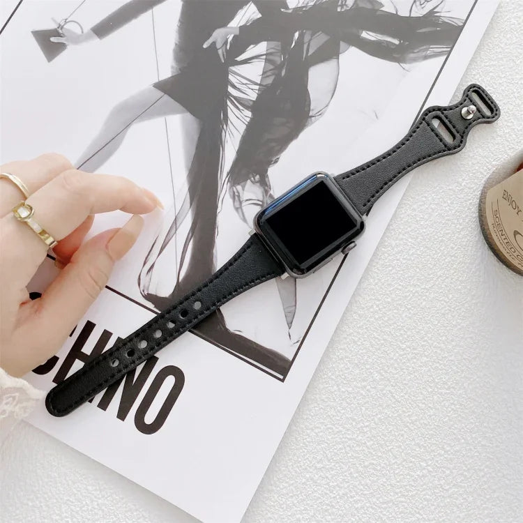 작은 손목용 8자형 역방향 버클 가죽 교체 스트랩 시계줄, Apple Watch 시리즈용, 7 41mm / 6 & SE & 5 & 4 40mm / 3 & 2 & 1 38mm, 7 45mm / 6 & SE & 5 & 4 44mm / 3 & 2 & 1 42mm