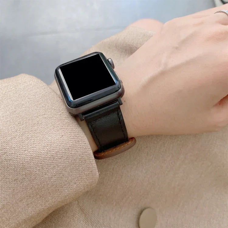 8자형 버클 복고풍 가죽 교체 스트랩 시계줄, Apple Watch 시리즈용, 7 41mm / 6 & SE & 5 & 4 40mm / 3 & 2 & 1 38mm, 7 45mm / 6 & SE & 5 & 4 44mm / 3 & 2 & 1 42mm
