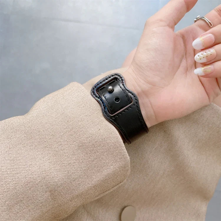 8자형 버클 복고풍 가죽 교체 스트랩 시계줄, Apple Watch 시리즈용, 7 41mm / 6 & SE & 5 & 4 40mm / 3 & 2 & 1 38mm, 7 45mm / 6 & SE & 5 & 4 44mm / 3 & 2 & 1 42mm
