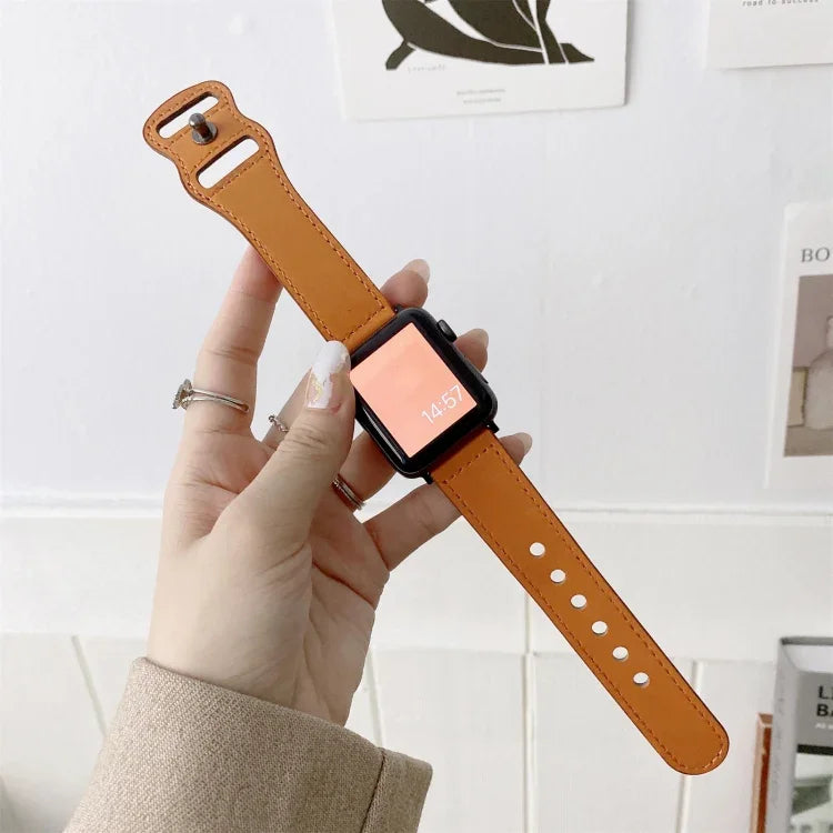 8자형 버클 복고풍 가죽 교체 스트랩 시계줄, Apple Watch 시리즈용, 7 41mm / 6 & SE & 5 & 4 40mm / 3 & 2 & 1 38mm, 7 45mm / 6 & SE & 5 & 4 44mm / 3 & 2 & 1 42mm