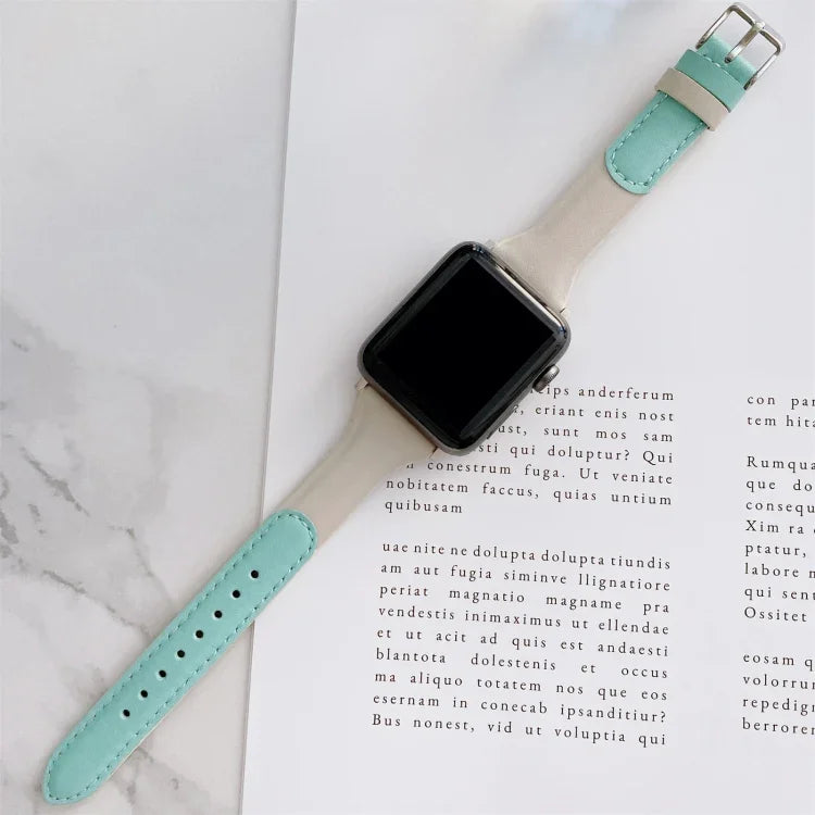 작은 손목용 색상 매칭 가죽 교체 스트랩 시계줄, Apple Watch 시리즈용, 7 41mm / 6 & SE & 5 & 4 40mm / 3 & 2 & 1 38mm, 7 45mm / 6 & SE & 5 & 4 44mm / 3 & 2 & 1 42mm