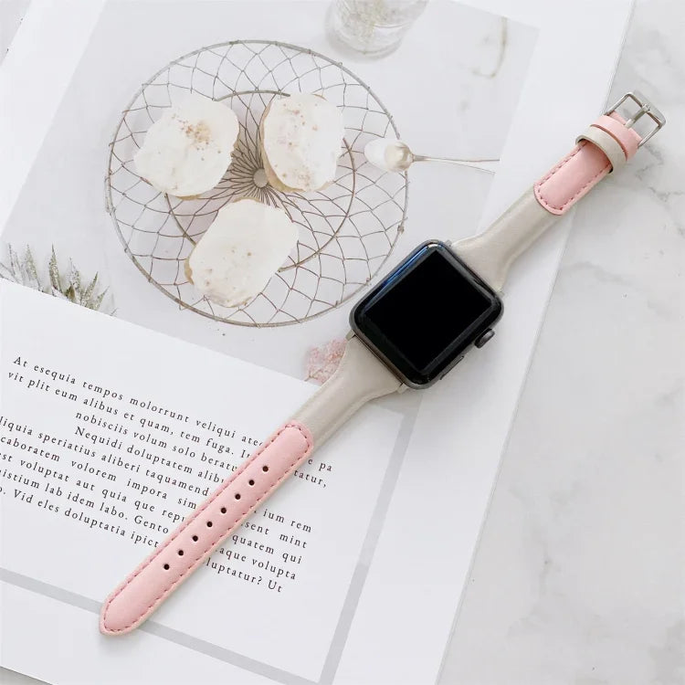 작은 손목용 색상 매칭 가죽 교체 스트랩 시계줄, Apple Watch 시리즈용, 7 41mm / 6 & SE & 5 & 4 40mm / 3 & 2 & 1 38mm, 7 45mm / 6 & SE & 5 & 4 44mm / 3 & 2 & 1 42mm