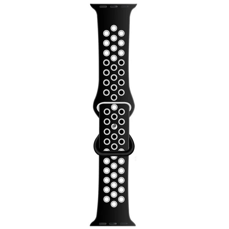 버터플라이 버클 투톤 액체 실리콘 교체 시계줄, Apple Watch 시리즈용, 7 41mm / 6 & SE & 5 & 4 40mm / 3 & 2 & 1 38mm, 7 45mm / 6 & SE & 5 & 4 44mm / 3 & 2 & 1 42mm