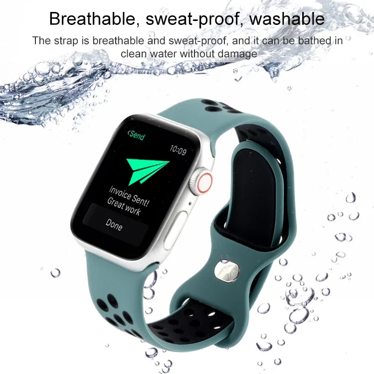 버터플라이 버클 투톤 액체 실리콘 교체 시계줄, Apple Watch 시리즈용, 7 41mm / 6 & SE & 5 & 4 40mm / 3 & 2 & 1 38mm, 7 45mm / 6 & SE & 5 & 4 44mm / 3 & 2 & 1 42mm