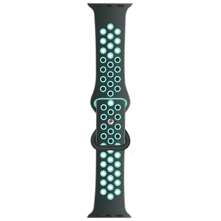 버터플라이 버클 투톤 액체 실리콘 교체 시계줄, Apple Watch 시리즈용, 7 41mm / 6 & SE & 5 & 4 40mm / 3 & 2 & 1 38mm, 7 45mm / 6 & SE & 5 & 4 44mm / 3 & 2 & 1 42mm
