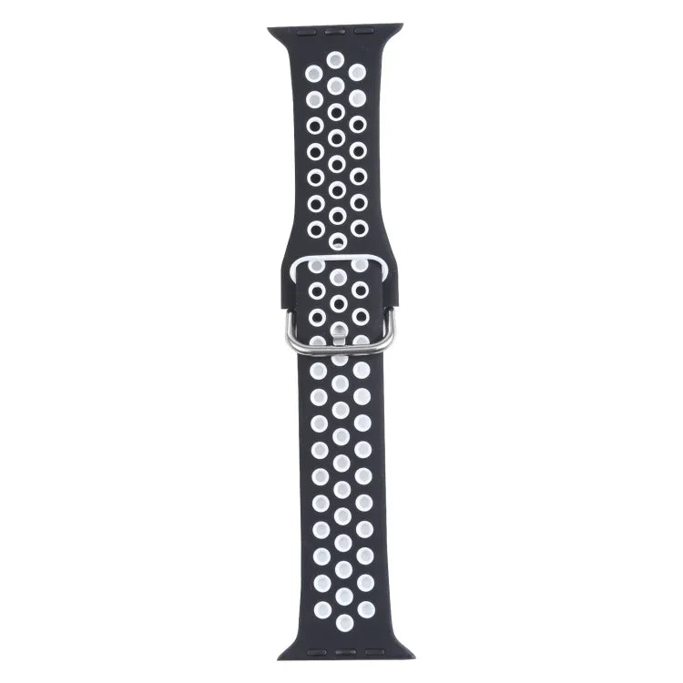 금속 버클 실리콘 교체 시계줄, Apple Watch 시리즈용, 7 41mm / 6 & SE & 5 & 4 40mm / 3 & 2 & 1 38mm, 7 45mm / 6 & SE & 5 & 4 44mm / 3 & 2 & 1 42mm