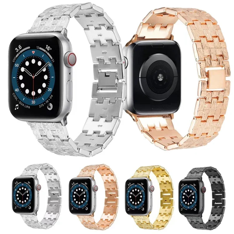 직조 텍스처 스테인리스 스틸 교체 시계줄, Apple Watch 시리즈용, 7 41mm / 6 & SE & 5 & 4 40mm / 3 & 2 & 1 38mm, 7 45mm / 6 & SE & 5 & 4 44mm / 3 & 2 & 1 42mm