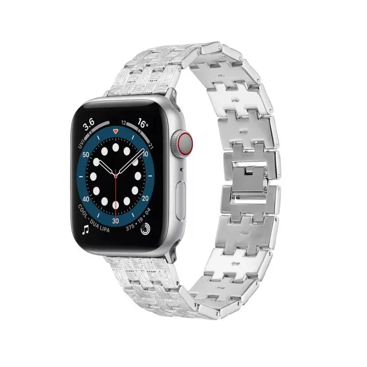 직조 텍스처 스테인리스 스틸 교체 시계줄, Apple Watch 시리즈용, 7 41mm / 6 & SE & 5 & 4 40mm / 3 & 2 & 1 38mm, 7 45mm / 6 & SE & 5 & 4 44mm / 3 & 2 & 1 42mm
