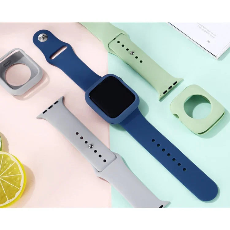 실리콘 교체 스트랩 시계줄 + 시계 보호 케이스 세트, Apple Watch 시리즈 3 & 2 & 1 38mm용, Apple Watch 시리즈 3 & 2 & 1 42mm용