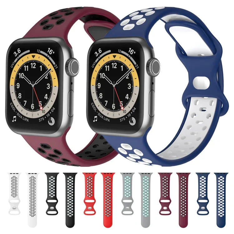 투톤 8버클 실리콘 교체 스트랩 시계줄, Apple Watch 시리즈 7 41mm / 6 & SE & 5 & 4 40mm / 3 & 2 & 1 38mm용