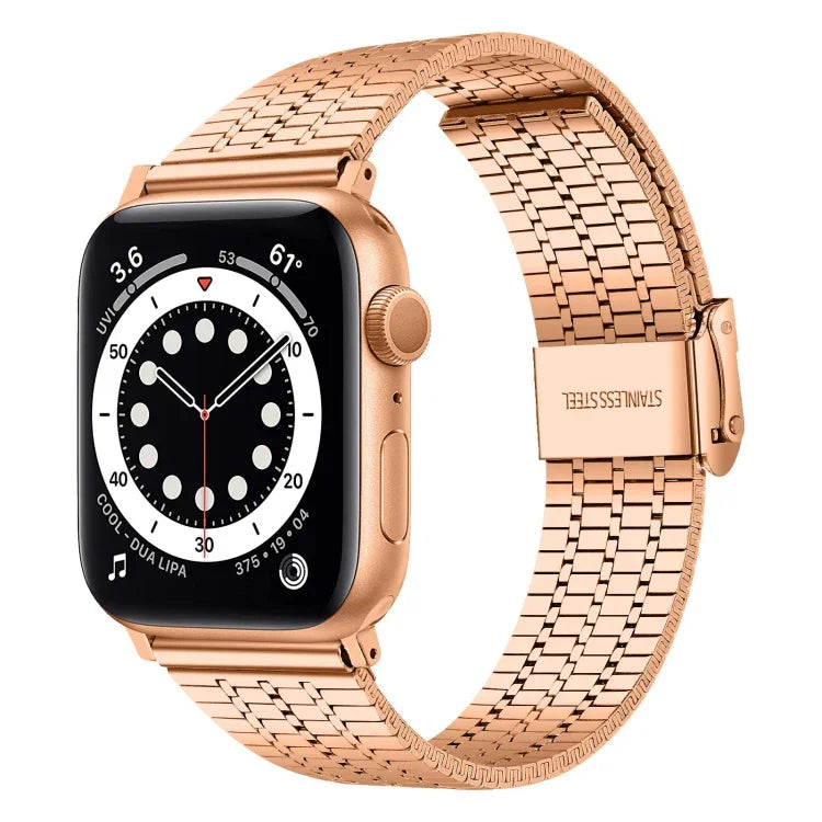 7구 이중 안전 버클 스틸 교체 스트랩 시계줄, Apple Watch 시리즈 7 41mm / 6 & SE & 5 & 4 40mm / 3 & 2 & 1 38mm, 7 45mm / 6 & SE & 5 & 4 44mm / 3 & 2 & 1 42mm용