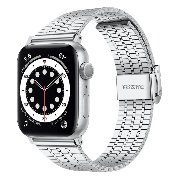 7구 이중 안전 버클 스틸 교체 스트랩 시계줄, Apple Watch 시리즈 7 41mm / 6 & SE & 5 & 4 40mm / 3 & 2 & 1 38mm, 7 45mm / 6 & SE & 5 & 4 44mm / 3 & 2 & 1 42mm용