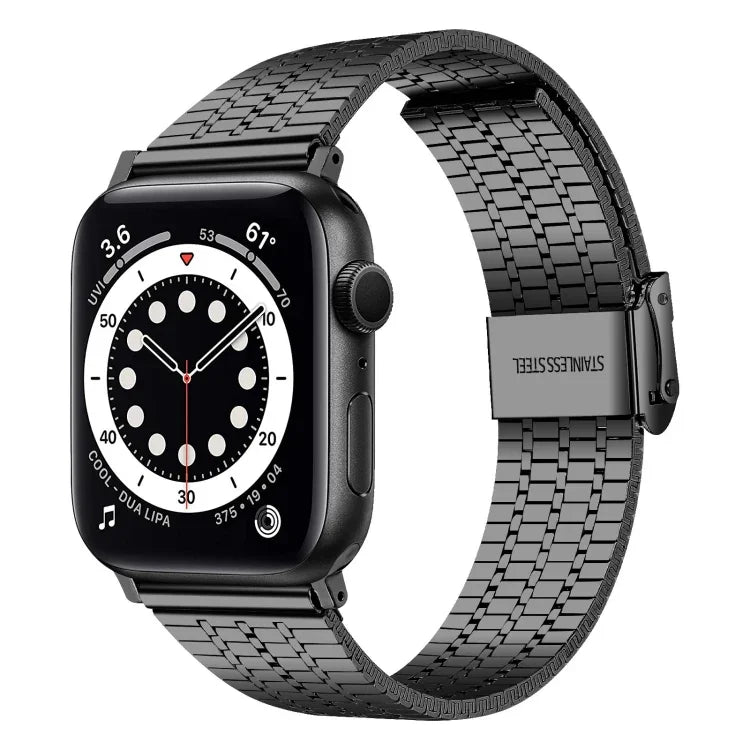 7구 이중 안전 버클 스틸 교체 스트랩 시계줄, Apple Watch 시리즈 7 41mm / 6 & SE & 5 & 4 40mm / 3 & 2 & 1 38mm, 7 45mm / 6 & SE & 5 & 4 44mm / 3 & 2 & 1 42mm용