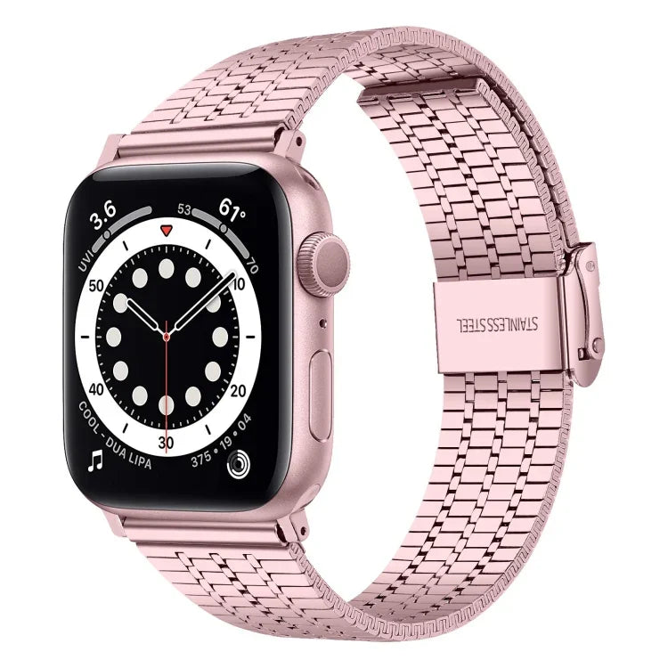 7구 이중 안전 버클 스틸 교체 스트랩 시계줄, Apple Watch 시리즈 7 41mm / 6 & SE & 5 & 4 40mm / 3 & 2 & 1 38mm, 7 45mm / 6 & SE & 5 & 4 44mm / 3 & 2 & 1 42mm용