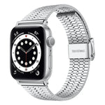 7구 이중 안전 버클 스틸 교체 스트랩 시계줄, Apple Watch 시리즈 7 41mm / 6 & SE & 5 & 4 40mm / 3 & 2 & 1 38mm, 7 45mm / 6 & SE & 5 & 4 44mm / 3 & 2 & 1 42mm용