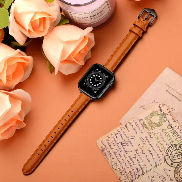 비즈니스 스타일 가죽 교체 스트랩 시계줄, Apple Watch 시리즈 7 41mm / 6 & SE & 5 & 4 40mm / 3 & 2 & 1 38mm, 7 45mm / 6 & SE & 5 & 4 44mm / 3 & 2 & 1 42mm용