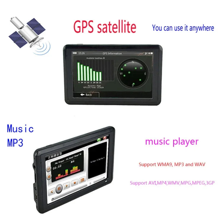 Q5 자동차 5인치 HD TFT 터치 스크린 GPS 내비게이터 TF 카드 / MP3 / FM 송신기 지원, 유럽 지도, 호주 지도, 북미 지도, 동남아시아 지도, 중동 지도, 남미 지도, 아프리카 지도